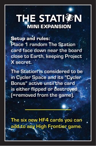High Frontier 4 All | Promo Card Pack 1 / The Station Mini Expansion (back)